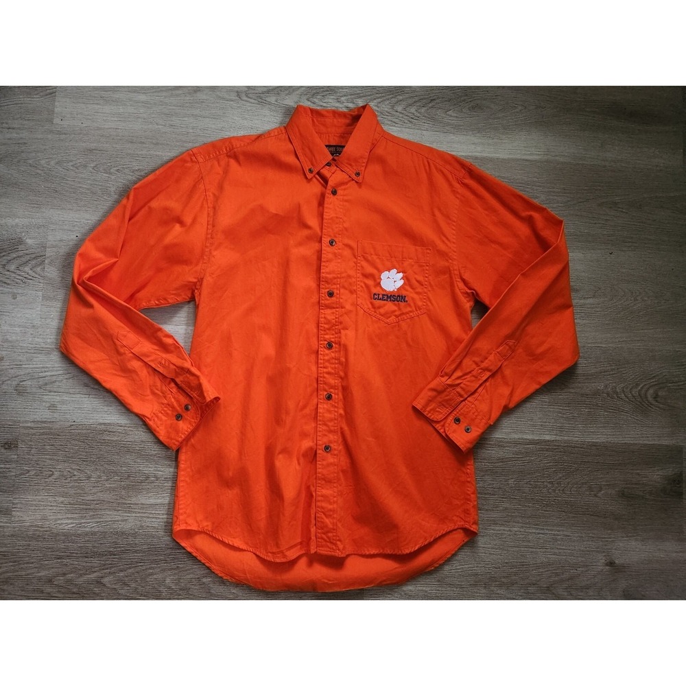 Three Square By Royce Apparel Long Sleeve Button Down Shirt Orange Clemson L